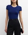 Giorgio Armani Ribbed Scoop Neck Tee In Blue