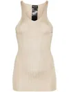 Giorgio Armani Ribbed Silk Tank Top In Neutrals