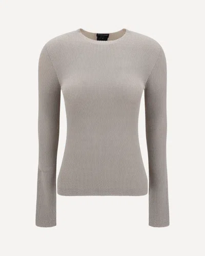 Giorgio Armani Ribbed Knit Sweater For Modern Silhouette In Glacier Gray