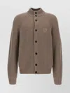 Giorgio Armani Ribbed Texture High Neck Cardigan With Front Pockets