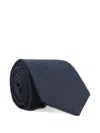 Giorgio Armani Ribbed Tie In Blue