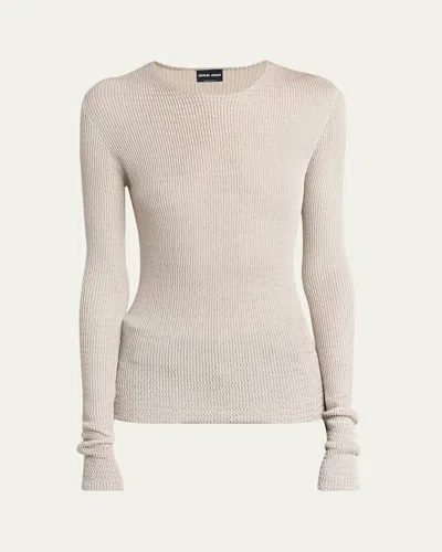 Giorgio Armani Ribbed Viscose-blend Sweater In Solid Light/pastel G