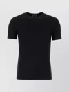 Giorgio Armani Ribbed Crew-neck Stretch T-shirt In Black