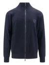 Giorgio Armani Ribbed Zip-up Wool Sweater In Blue
