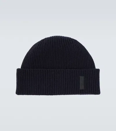 Giorgio Armani Ribbed-knit Cashmere Beanie In Black