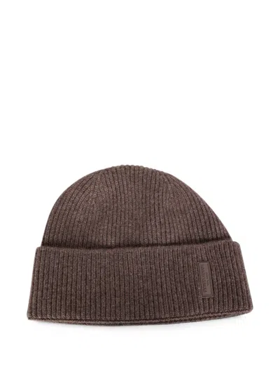 Giorgio Armani Ribbed-knit Cashmere Beanie Hat In Green