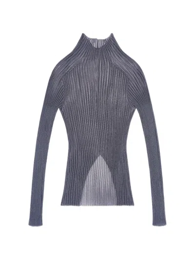 Giorgio Armani Ribbed-knit Sweater In Gray