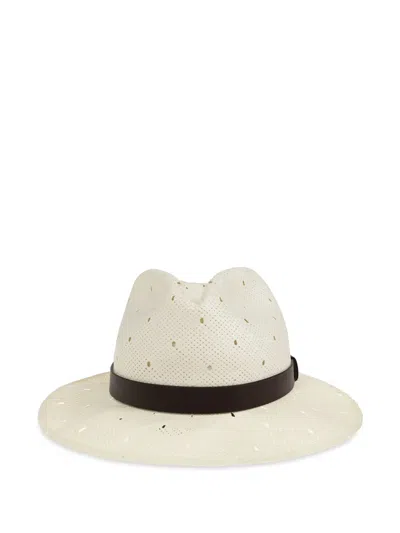 Giorgio Armani Ribbon Fedora In White