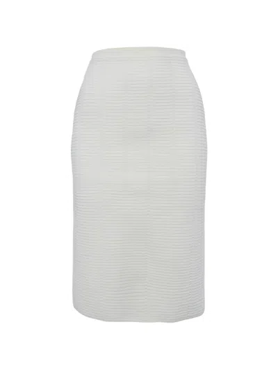 Pre-owned Giorgio Armani Rib-knit Pencil Mini Skirt In Neutral