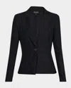 Giorgio Armani Rice Stitch Jersey Single-breasted Jacket In Black