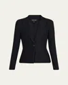 Giorgio Armani Rice Stitch Jersey Single-breasted Jacket In Blue