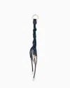Giorgio Armani Rope And Leather Keyring In Blue