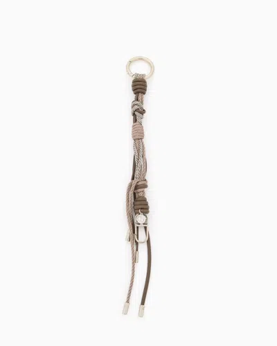Giorgio Armani Rope And Leather Keyring In Brown
