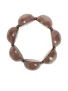 Giorgio Armani Beaded Polyester Elasticated Bracelet Half Sphere In Brown