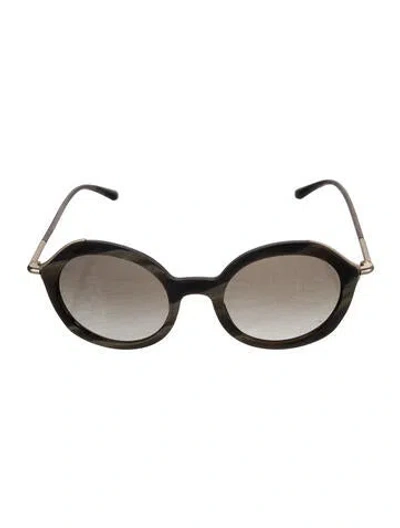 Pre-owned Giorgio Armani Round Gradient Sunglasses In Black