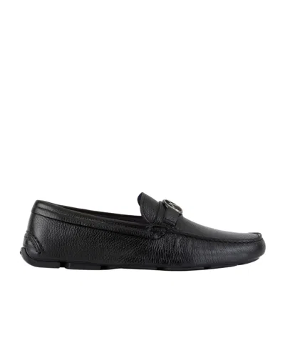 Giorgio Armani Round-head Casual Shoes In Black