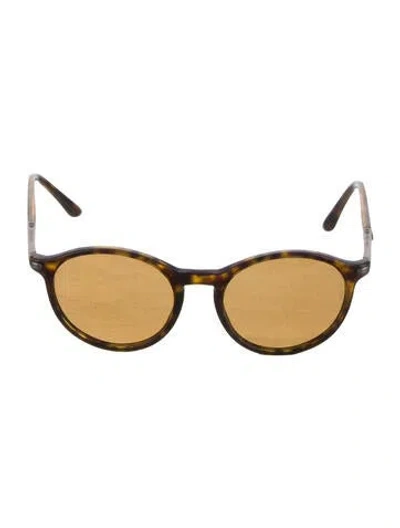 Pre-owned Giorgio Armani Round Mirrored Sunglasses In Brown