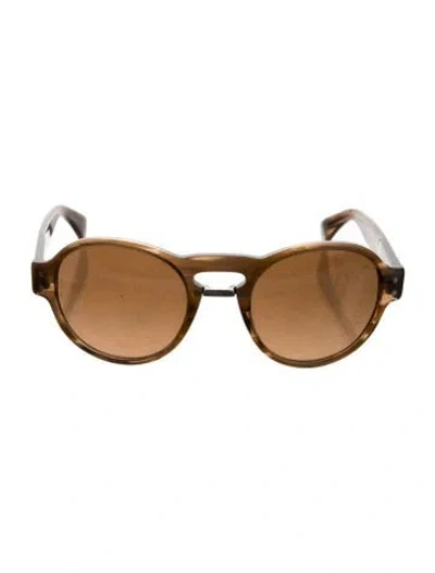 Pre-owned Giorgio Armani Round Mirrored Sunglasses In Brown