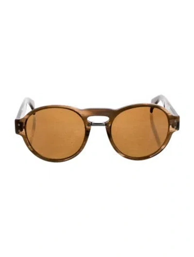Pre-owned Giorgio Armani Round Mirrored Sunglasses In Brown
