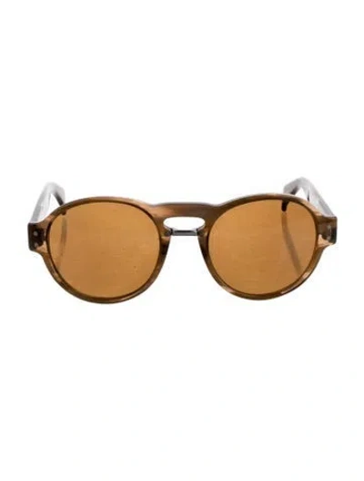 Pre-owned Giorgio Armani Round Mirrored Sunglasses In Brown