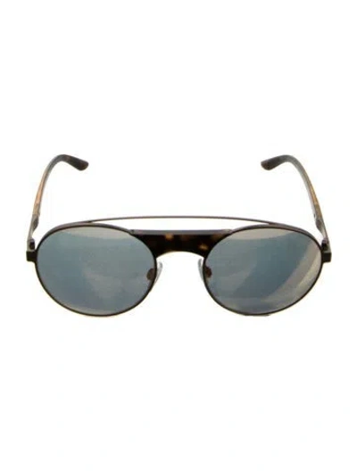 Pre-owned Giorgio Armani Round Mirrored Sunglasses In Neutral