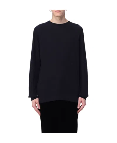 Giorgio Armani Round Neck Long-sleeved Sweater In Black