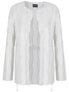 Giorgio Armani Round-neck Open-front Jacket In Neutrals
