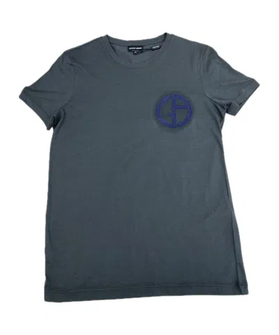 Giorgio Armani Round Neck Short Sleeve T-shirt In Blue