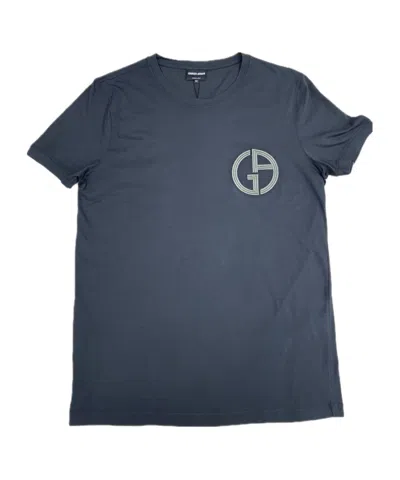 Giorgio Armani Round Neck Short Sleeve T-shirt In Blue