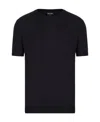 Giorgio Armani Round-neck Short-sleeved Sweater In Blue
