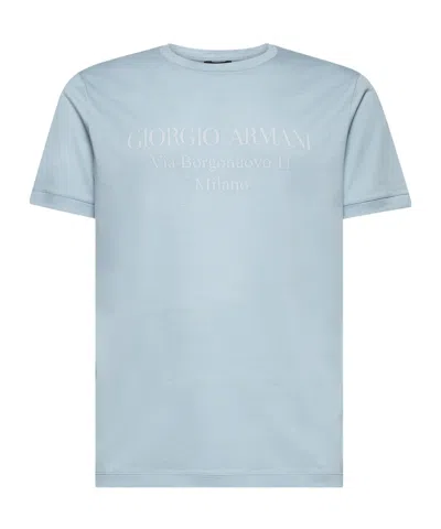 Giorgio Armani Round Neck T-shirt In Blue
