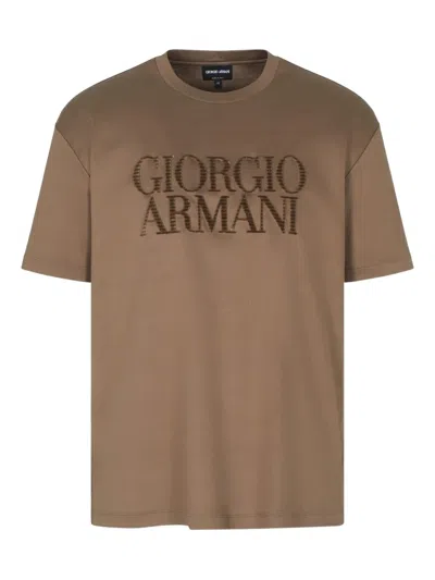 Giorgio Armani Round-neck T-shirt In Brown