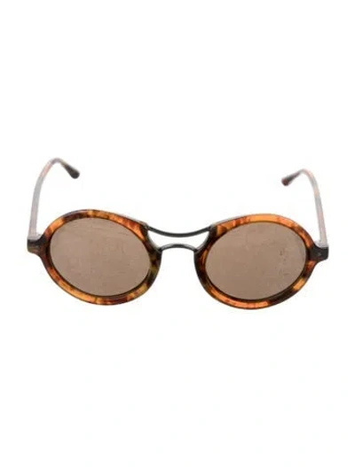 Pre-owned Giorgio Armani Round Tinted Sunglasses In Brown