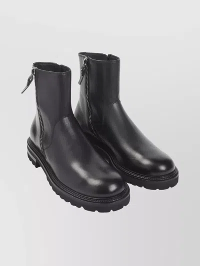 GIORGIO ARMANI ROUND TOE ANKLE BOOTS WITH CHUNKY SOLE