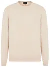 Giorgio Armani Ribbed Crewneck Sweater With Long Sleeves In Nude & Neutrals