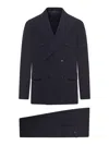 Giorgio Armani Royal Line Double Breasted Suit In Canneté Crepe Wool In Blue