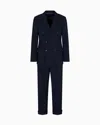 Giorgio Armani Royal Line Double-breasted Suit In Canneté Wool Crêpe In Blue