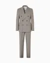 Giorgio Armani Royal Line Double-breasted Suit In Windowpane Check Virgin Wool In Gray