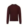 Giorgio Armani Crew Neck Wool Sweater In Brown