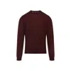 Giorgio Armani Crew Neck Wool Sweater In Red