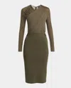 Giorgio Armani Ruched Jersey Long-sleeve Midi Dress