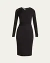 Giorgio Armani Ruched Jersey Long-sleeve Midi Dress In Black