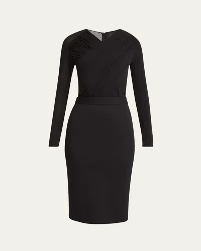 GIORGIO ARMANI RUCHED JERSEY LONG-SLEEVE MIDI DRESS