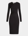 Giorgio Armani Ruched Jersey Long-sleeve Midi Dress In Black