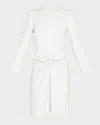 Giorgio Armani Ruched Long-sleeve A-line Dress In Ice