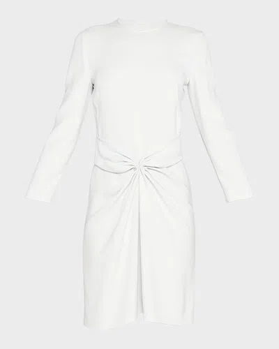 Giorgio Armani Ruched Long-sleeve A-line Dress In Ice