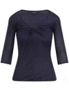 Giorgio Armani Dark Blue V-neck Pullover In Blue