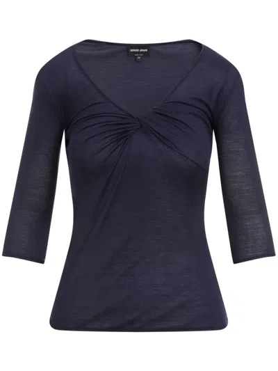Giorgio Armani Dark Blue V-neck Pullover