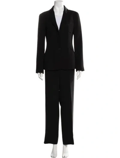 Pre-owned Giorgio Armani Ruffle Embellishment Pantsuit In Black