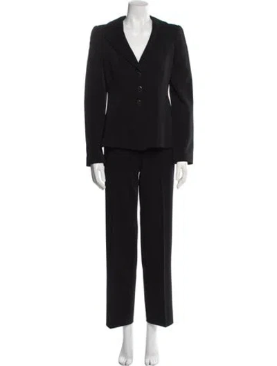 Pre-owned Giorgio Armani Ruffle Embellishment Pantsuit In Black
